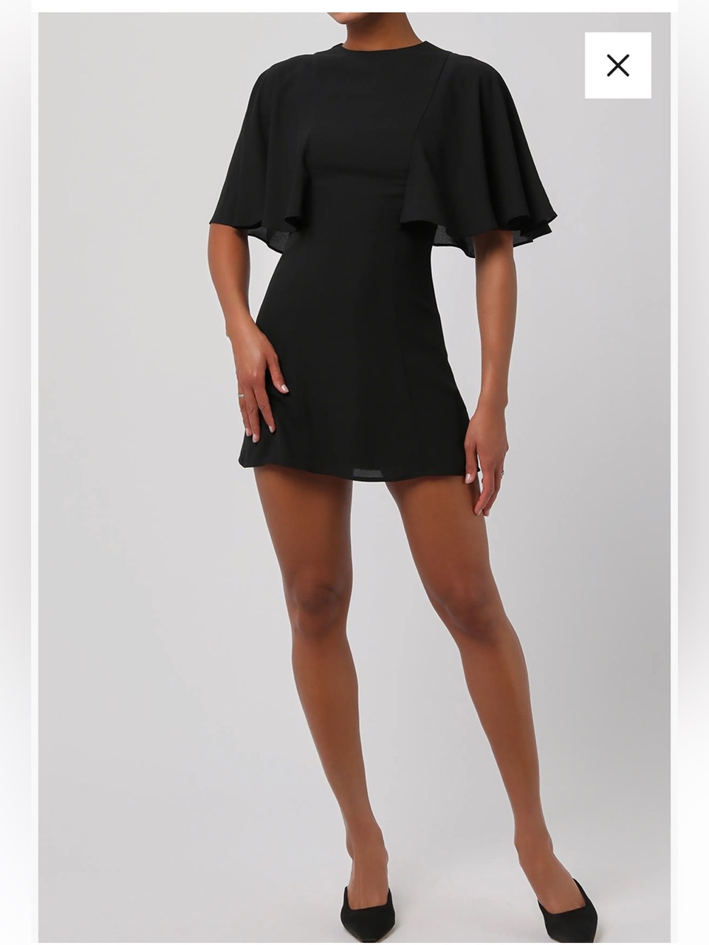 Lulu's Black Cape-Sleeve Mini Dress